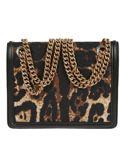 Shop Dolce & Gabbana Leopard Print Mini Crossbody Bag In Brown/gold