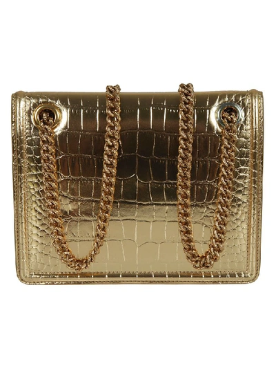 Shop Dolce & Gabbana Crocodile Effect Mini Crossbody Bag In Gold