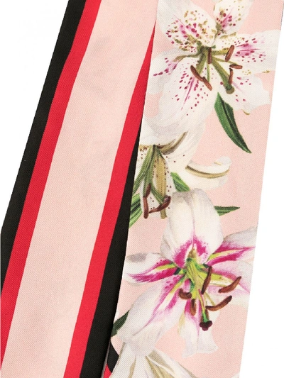 Shop Dolce & Gabbana Floral Print Silk Foulard In Pink