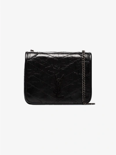 Shop Saint Laurent Niki Leather Wallet On Chain In Black
