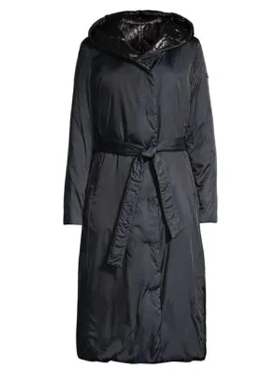 Shop Donna Karan Reversible Quilted Down Coat In Black Navy