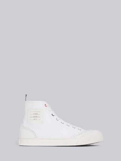 Shop Thom Browne Vulcanized Hi-top Brogued Trainer In White