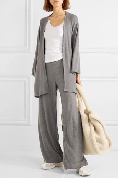 Shop Leset Lori Brushed Stretch-knit Wide-leg Pants In Gray