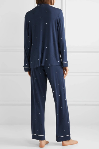 Shop Eberjey Sleep Chic Polka-dot Stretch-modal Pajama Set In Navy