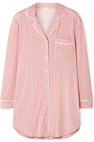 Shop Eberjey Sleep Chic Printed Stretch-modal Pajama Shirt In Baby Pink