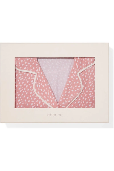 Shop Eberjey Sleep Chic Printed Stretch-modal Pajama Shirt In Baby Pink