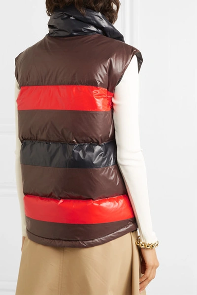 Shop Ganni + 66 North Askja Striped Quilted Glossed-shell Down Vest In Black