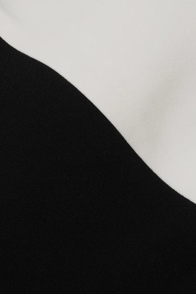 Shop Roland Mouret Asymmetric Two-tone Crepe Top In Black