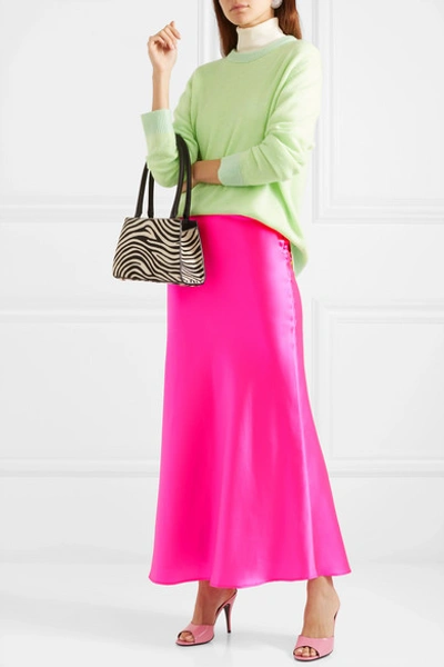 Shop Bernadette Florence Neon Stretch-silk Satin Maxi Skirt In Pink