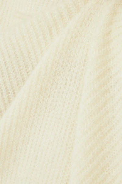 Shop Ganni Ribbed-knit Hoodie In White