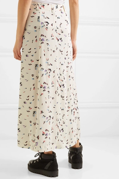 Shop Ganni Floral-print Crepe Maxi Skirt In White