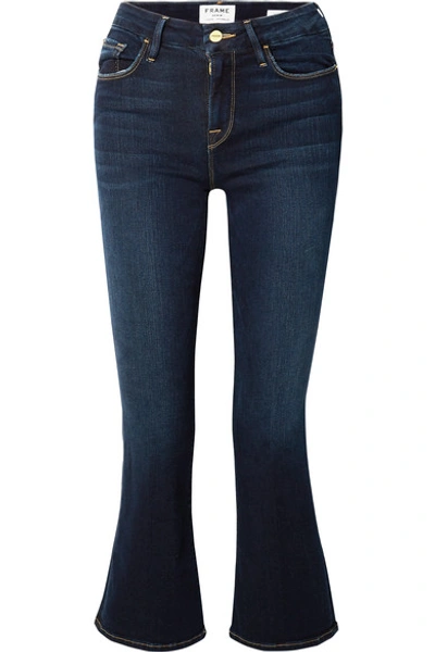 Shop Frame Le Crop Mini Boot High-rise Jeans In Blue