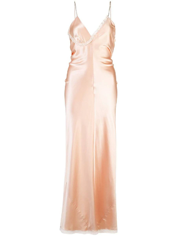 silk peach dress