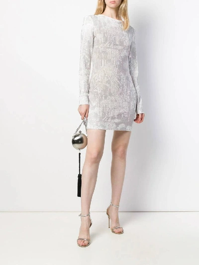 Shop Balmain Studded Bodycon Dress In Grey
