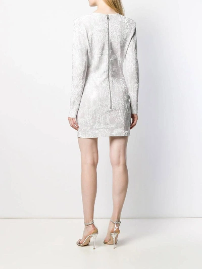 Shop Balmain Studded Bodycon Dress In Grey