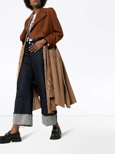 Shop Chloé Check Print Layered Coat In Brown