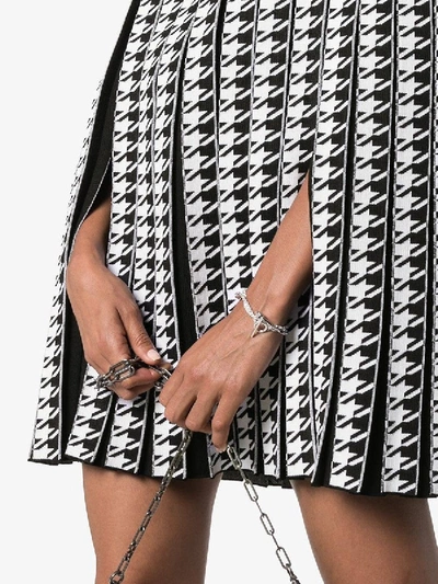 Shop Balmain Houndstooth Pleated Cape Coat In Black & White