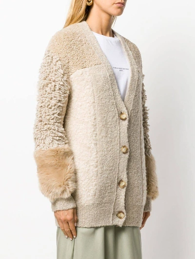 Shop Stella Mccartney Furry Fringed Cardigan Neutral