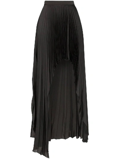 Shop Stella Mccartney Pleated Asymmetric Open-front Skirt In Black