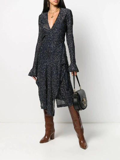 Shop Chloé Navy Lurex Wrap Dress