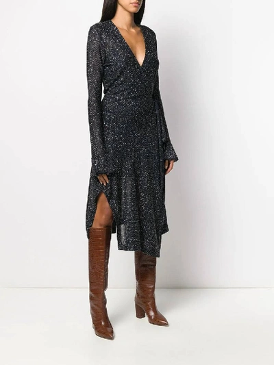 Shop Chloé Navy Lurex Wrap Dress