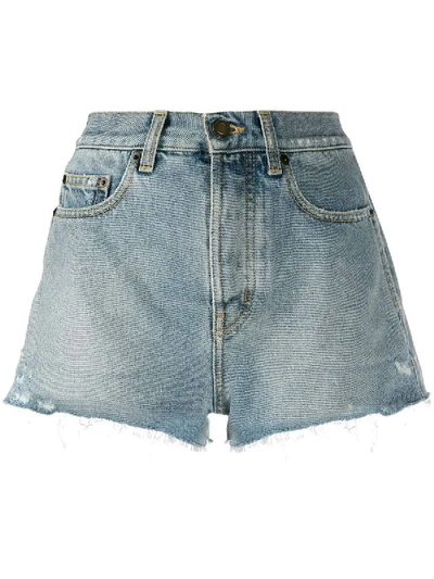 Shop Saint Laurent Raw Slim Fit Denim Shorts