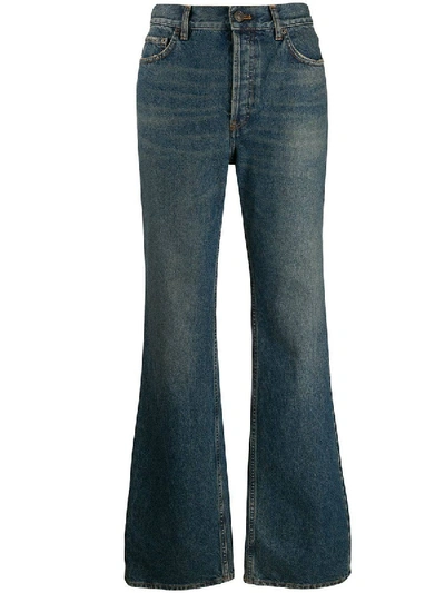 Shop Balenciaga Blue High-waisted Flared Jeans