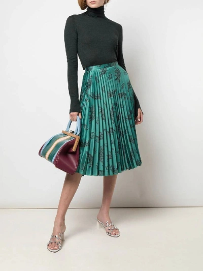 Shop Hvn Tracy Pleated Skirt Green