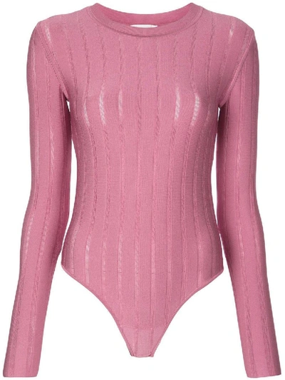 Shop Casasola Pink Ribbed Bodysuit