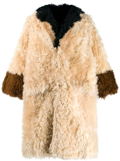 Shop Marni Reversible Panelled Fur Coat