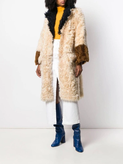 Shop Marni Reversible Panelled Fur Coat
