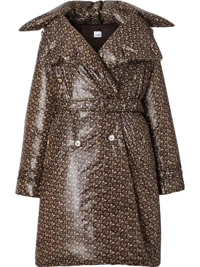 Shop Burberry Monogram-print Puffer Trench Coat