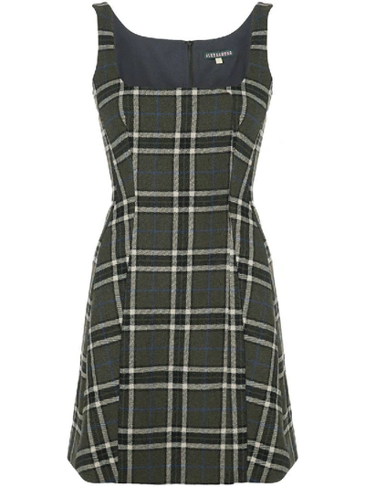 Shop Alexa Chung Green Check Print Mini Dress In Multicolor