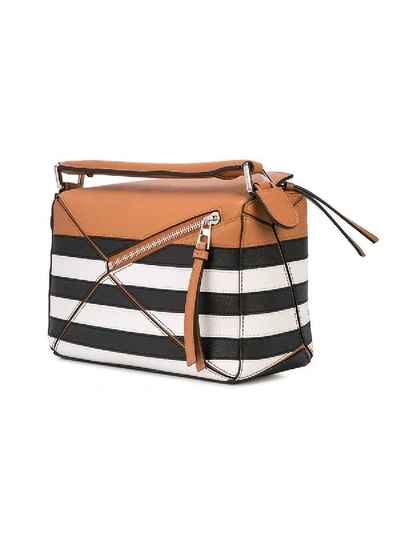 Shop Loewe Puzzle Black And White Striped Bag