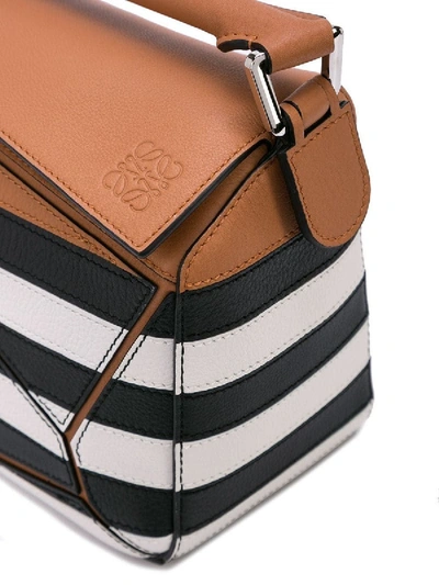 Shop Loewe Puzzle Black And White Striped Bag