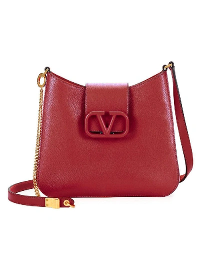 Shop Valentino Logo Clasp Shoulder Bag Rose In Red