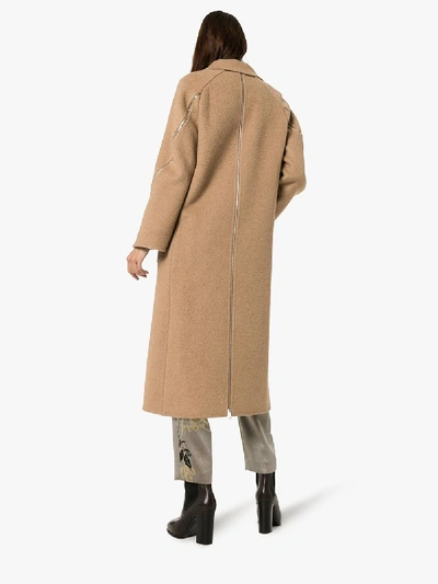 Shop Fendi Zipped Double-breasted Coat In Brown