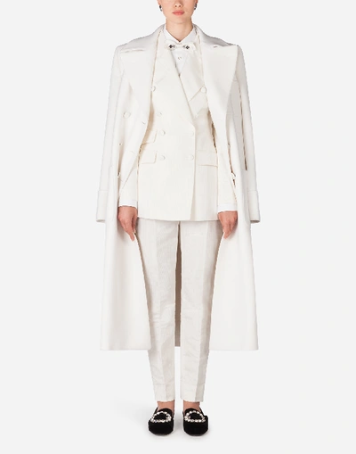 Shop Dolce & Gabbana Double-breasted Woolen Belted Coat In White