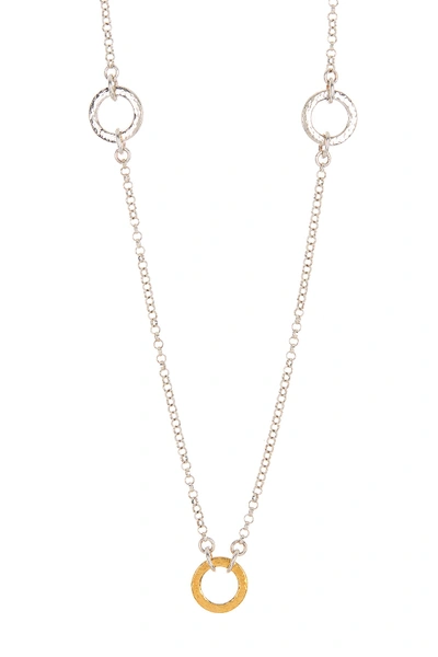 Shop Gurhan 24k Gold Plated Sterling Silver Long Loop Station Necklace In Silver Gold