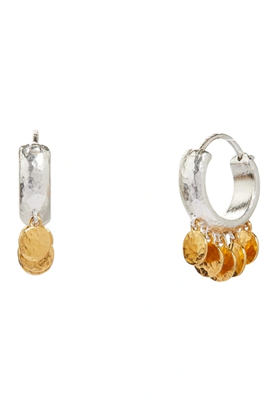 Shop Gurhan Small Hoop Earring With Lush Flakes In Silver