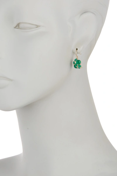 Shop Suzanne Kalan 14k Yellow Gold White Diamond & Green Onyx Cluster Drop Earrings