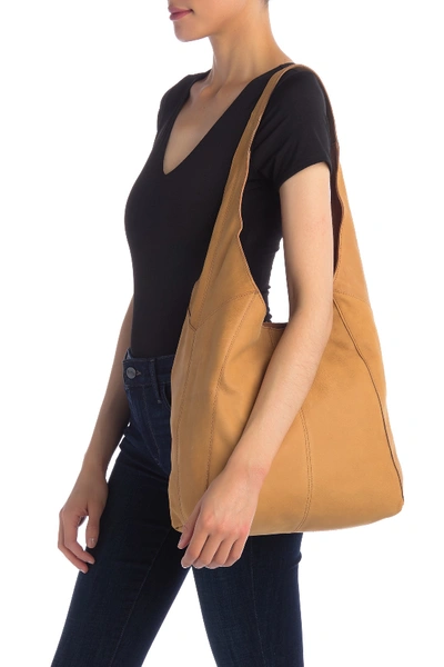 Shop Lucky Brand Patti Leather Hobo Shoulder Bag In Walnut 09