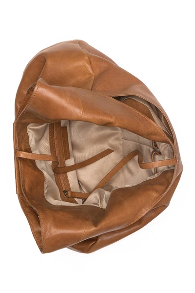 Shop Lucky Brand Mia Leather Hobo In Walnut 06