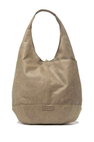 Shop Lucky Brand Mia Leather Hobo In Light Olive