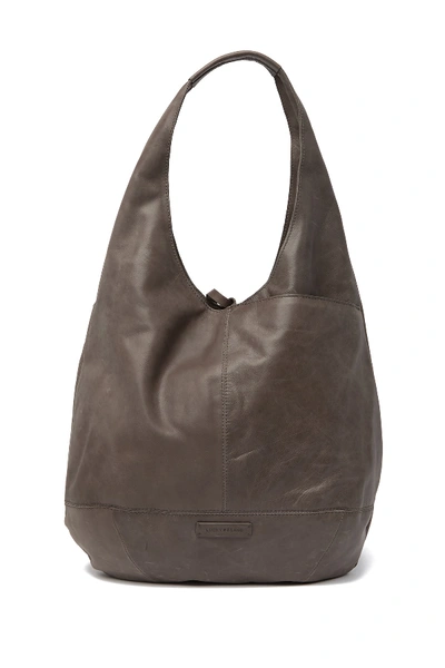 Shop Lucky Brand Mia Leather Hobo In Steely