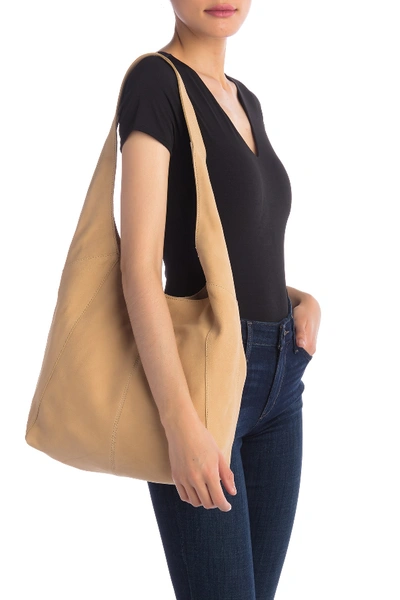 Shop Lucky Brand Patti Leather Hobo Shoulder Bag In Ltbeige 09