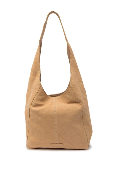 Shop Lucky Brand Patti Leather Hobo Shoulder Bag In Ltbeige 09