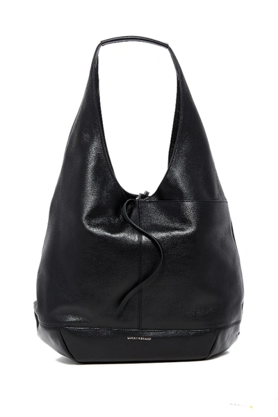 Shop Lucky Brand Mia Leather Hobo In Black 03