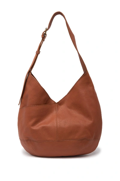 Shop Lucky Brand Mia Leather  Hobo Bag In Walnut 01