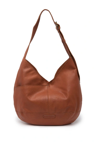 Shop Lucky Brand Mia Leather  Hobo Bag In Walnut 01